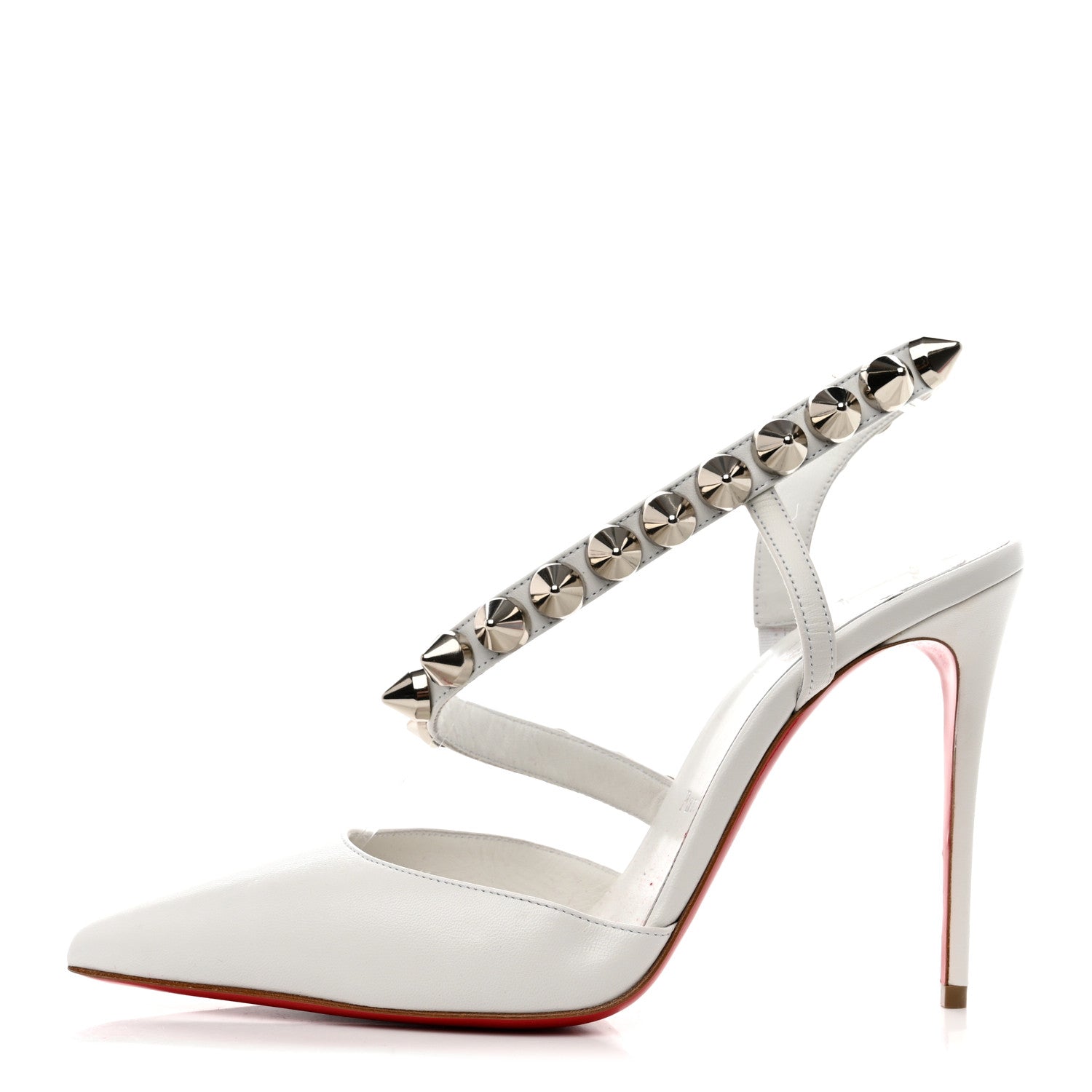 Christian Louboutin Calfskin Spikita Slingback 100 Stiletto Pumps 38.5 White 1 of 7