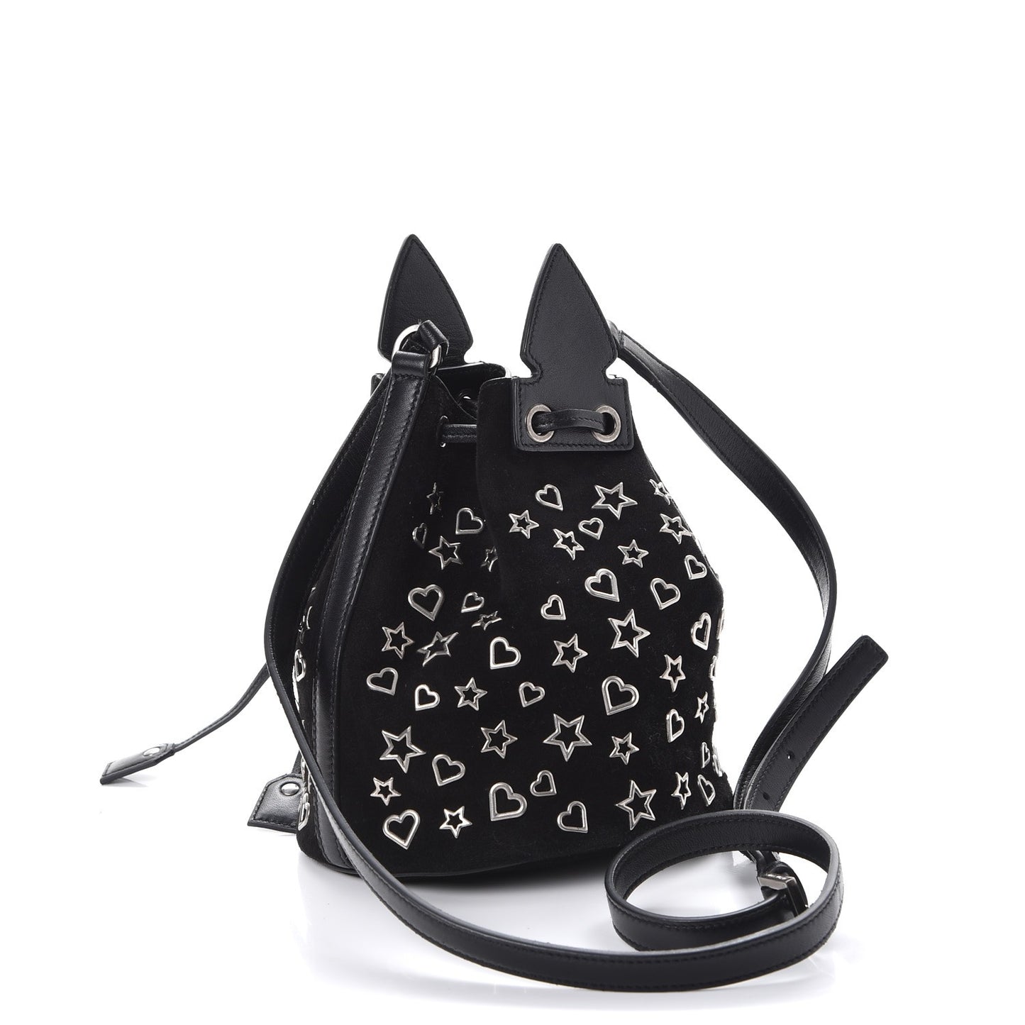 Suede Small Anja Bucket Bag Black