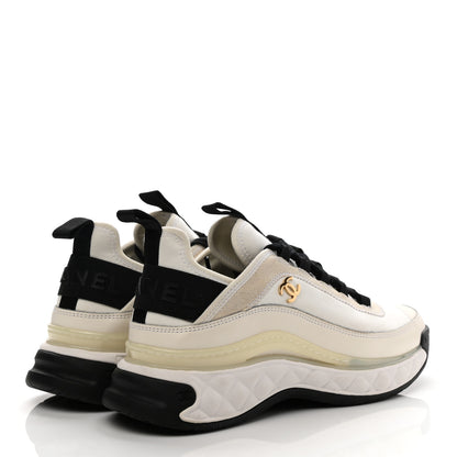 Chanel Velvet Calfskin Mixed Fibers CC Sneakers 36.5 Ivory Black 4 of 11