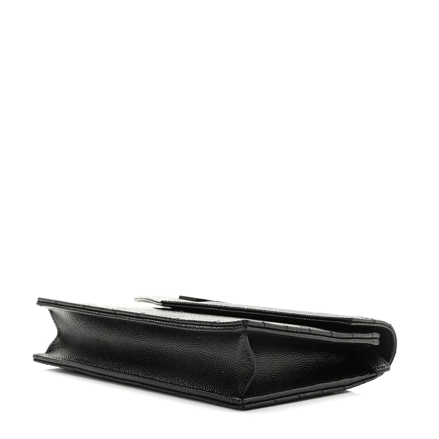 Grain De Poudre Matelasse Chevron Monogram Monochrome Envelope Chain Wallet Black