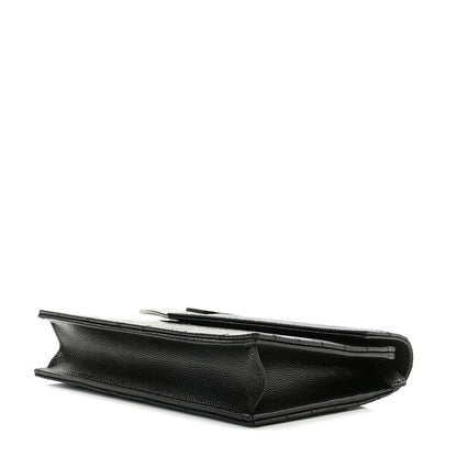 Saint Laurent Grain De Poudre Matelasse Chevron Monogram Monochrome Envelope Chain Wallet Black 4 of 6