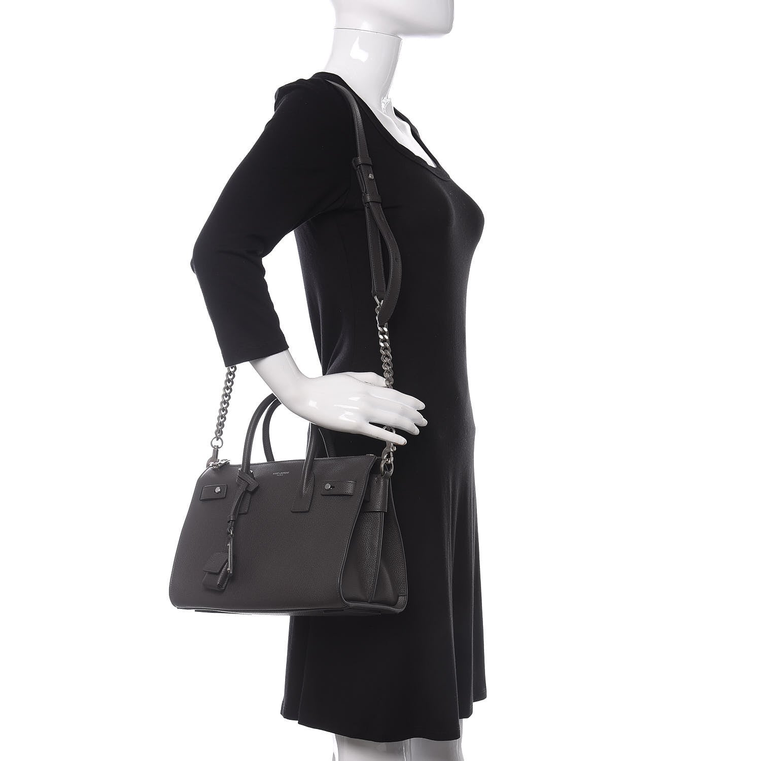 Saint Laurent Grained Calfskin Baby Supple Sac De Jour Asphalt 2 of 11