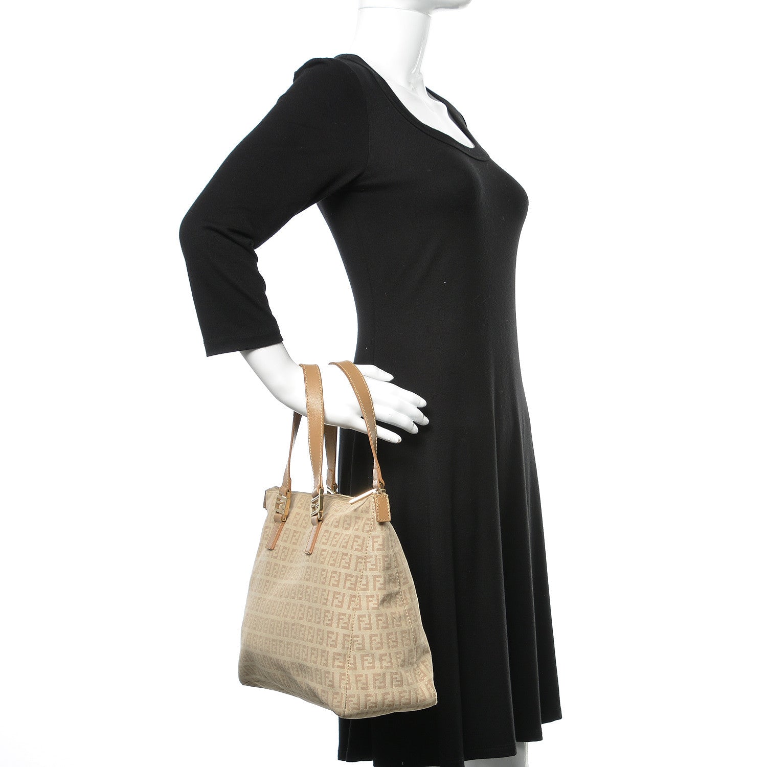 Fendi Zucchino Vitello Roll Tote Beige Tortora 2 of 11