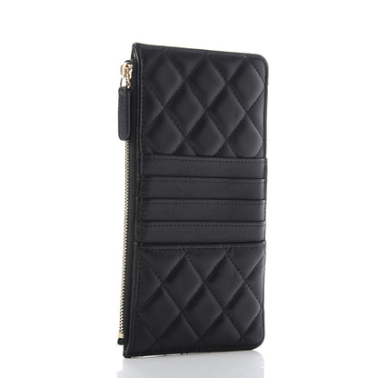 Chanel Lambskin Quilted Classic Flat Wallet Pouch Black 2 of 7