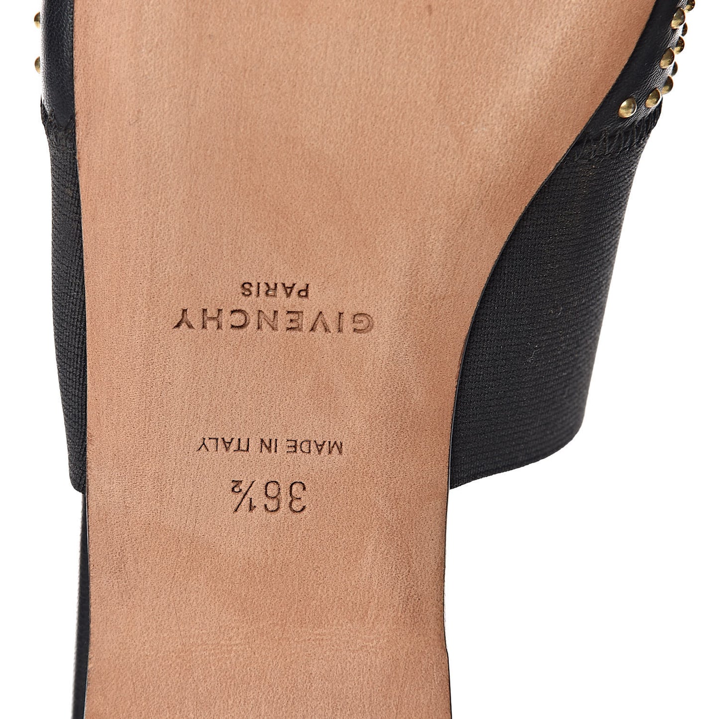Calfskin Studded Bedford Logo Mule Slides 36.5 Black