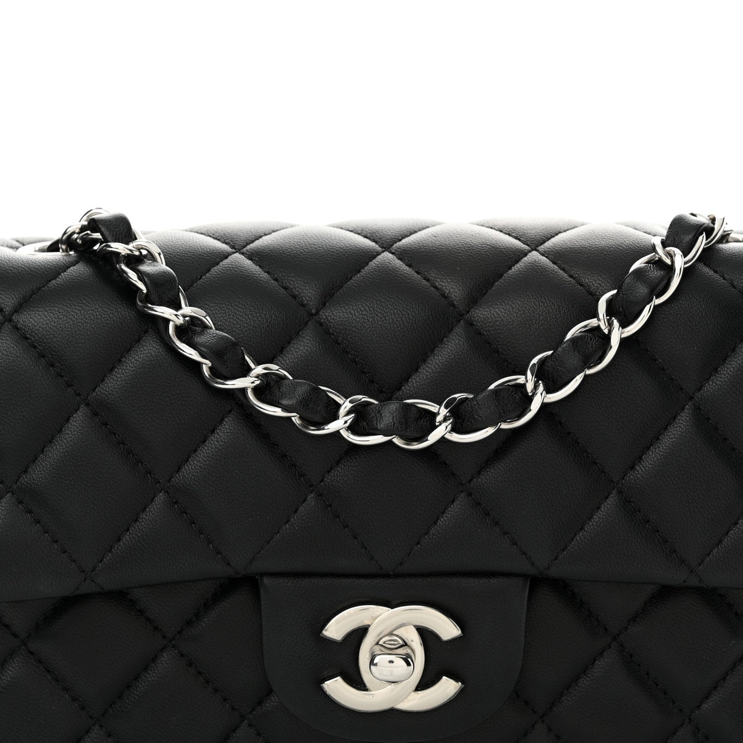 Lambskin Quilted Mini Rectangular Flap Black