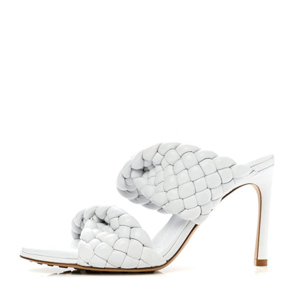 Bottega Veneta Nappa Twisted Padded Intrecciato Curve Slide Sandals 37.5 Optic White 1 of 7