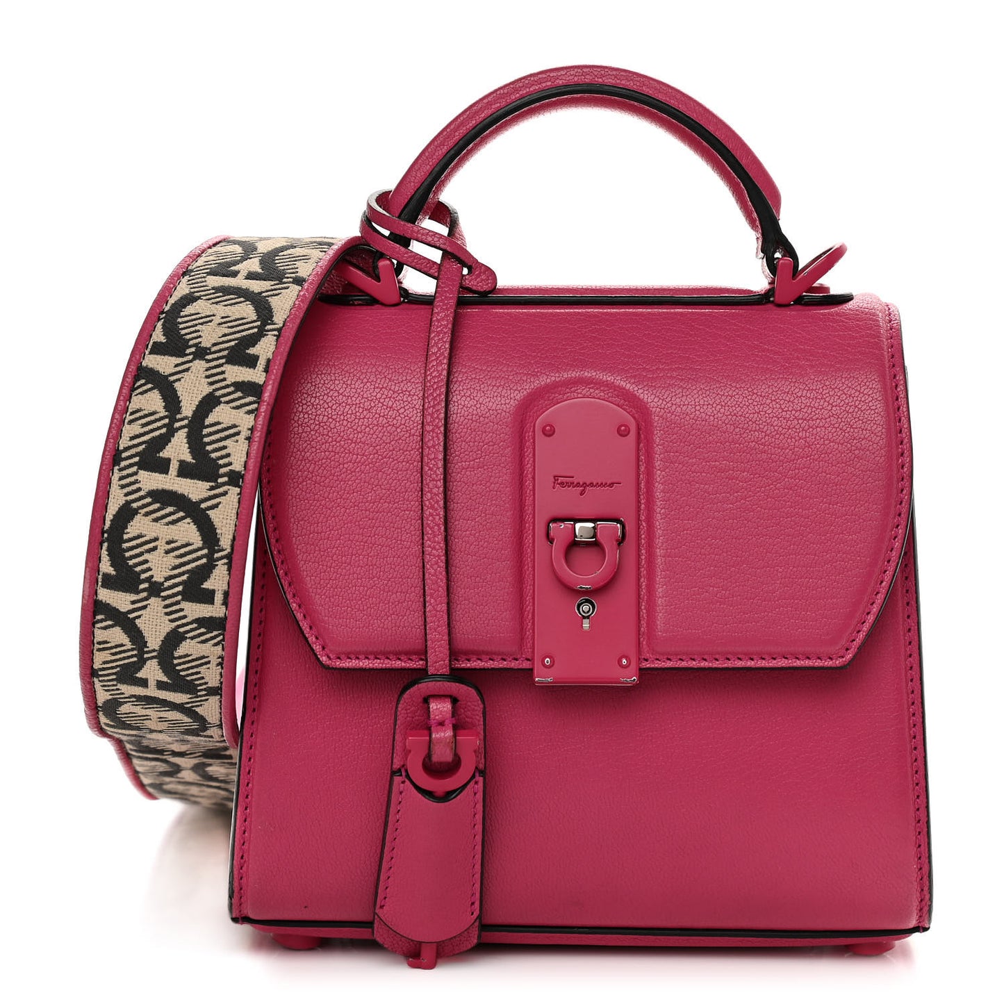 Calfskin The Piccolo Boxyz Top Handle Bag Pink