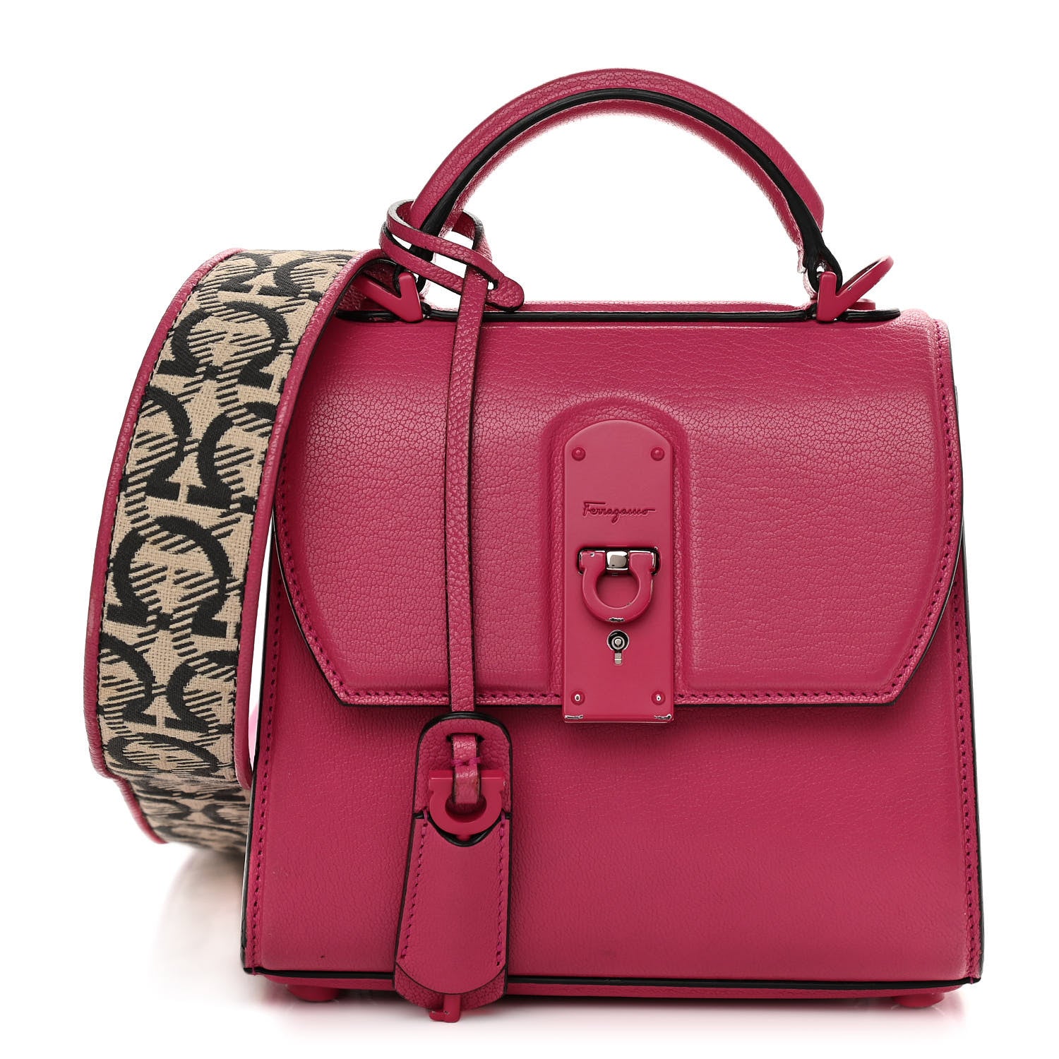 Salvatore Ferragamo Calfskin The Piccolo Boxyz Top Handle Bag Pink 1 of 13
