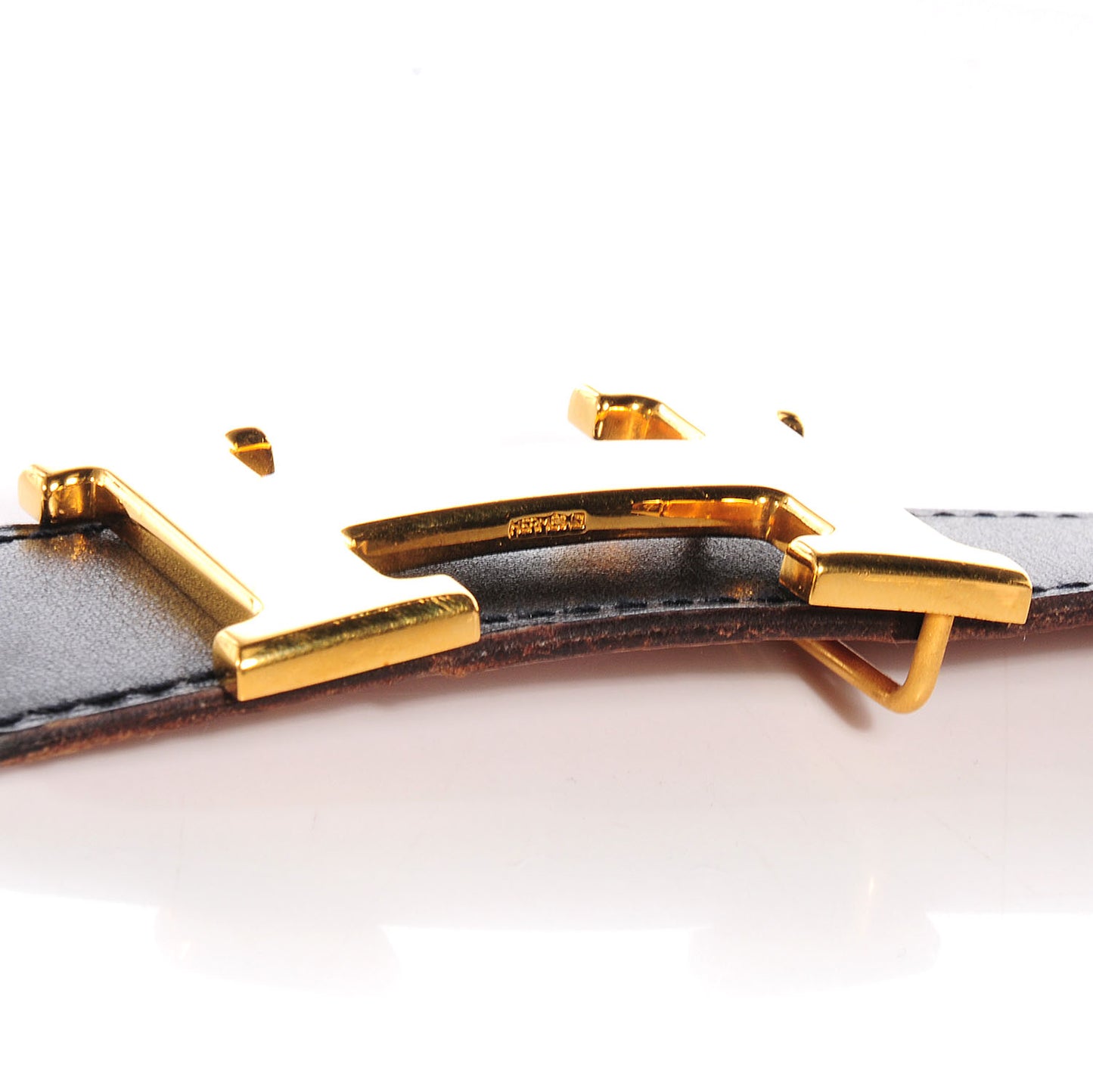 Box Togo Reversible Polished Constance 32mm H Belt 70 Noir Gold