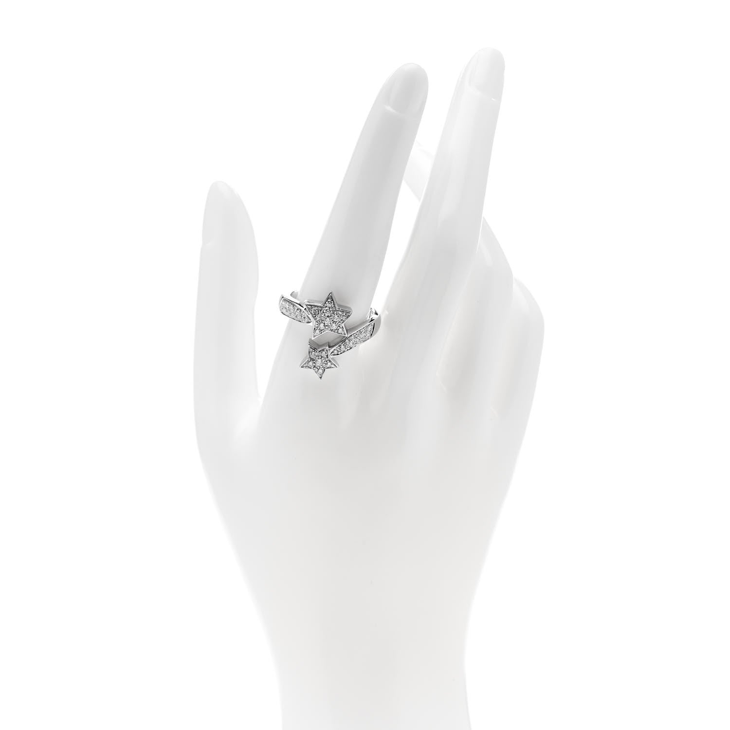 Chanel 18K White Gold Diamond Comete Geode Ring 60 9 2 of 5