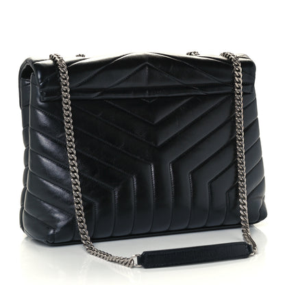 Saint Laurent Calfskin Y Quilted Monogram Medium Loulou Chain Satchel Black 3 of 11