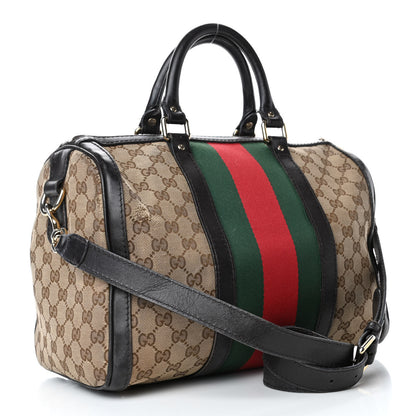 Gucci Monogram Vintage Web Medium Boston Dark Brown 2 of 14