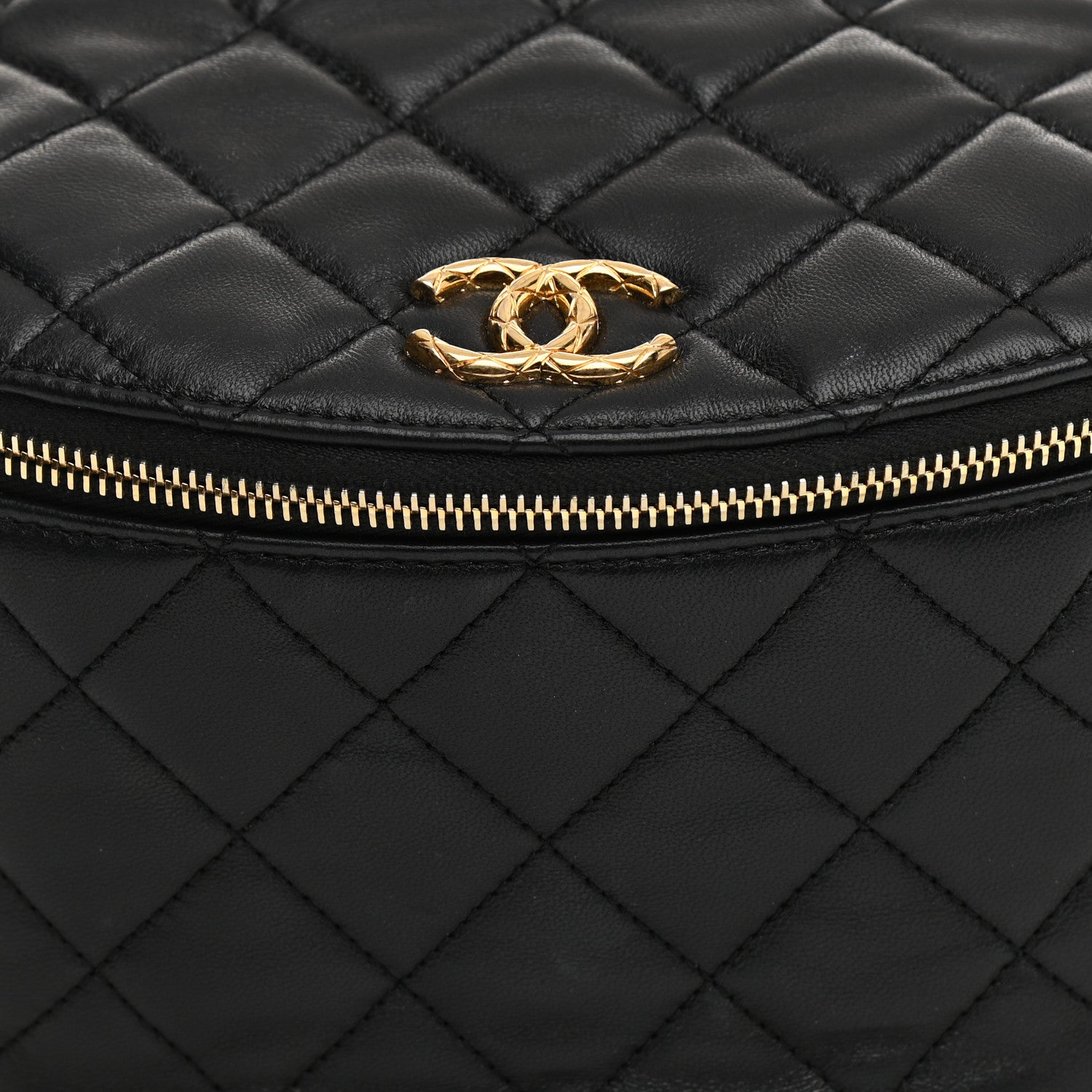Chanel Lambskin Pearl Quilted CC Belt Bag Black 15 of 21