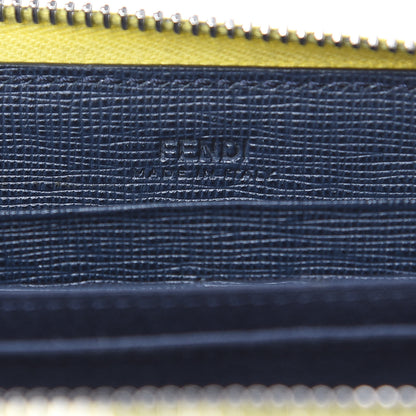Fendi Vitello Elite Monster Eyes Inlay Bi-Color Zip Around Wallet Cedro Rosso Multicolor 6 of 13