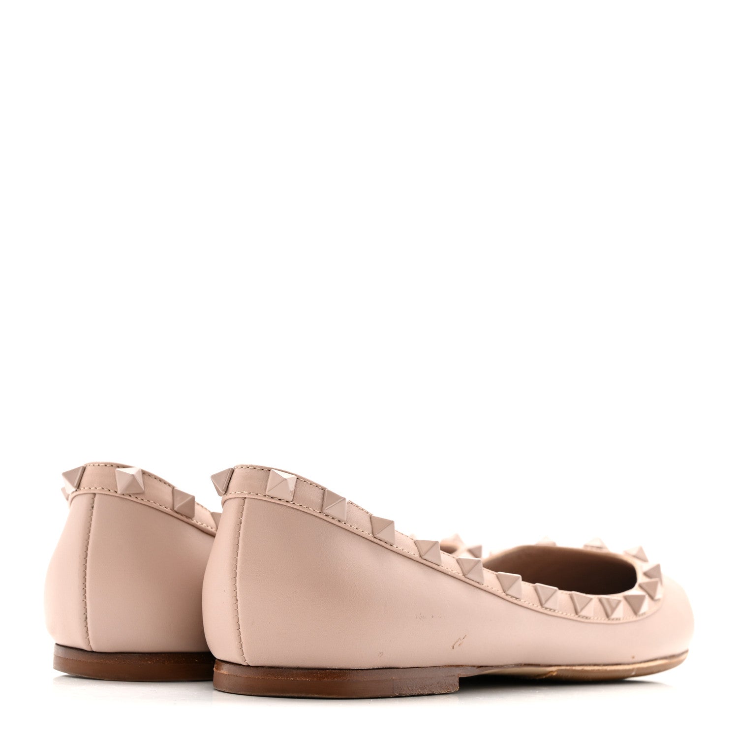 Valentino Garavani Calfskin Lacquered Monochrome Rockstud Ballerina Flats 38 Poudre 10 of 26