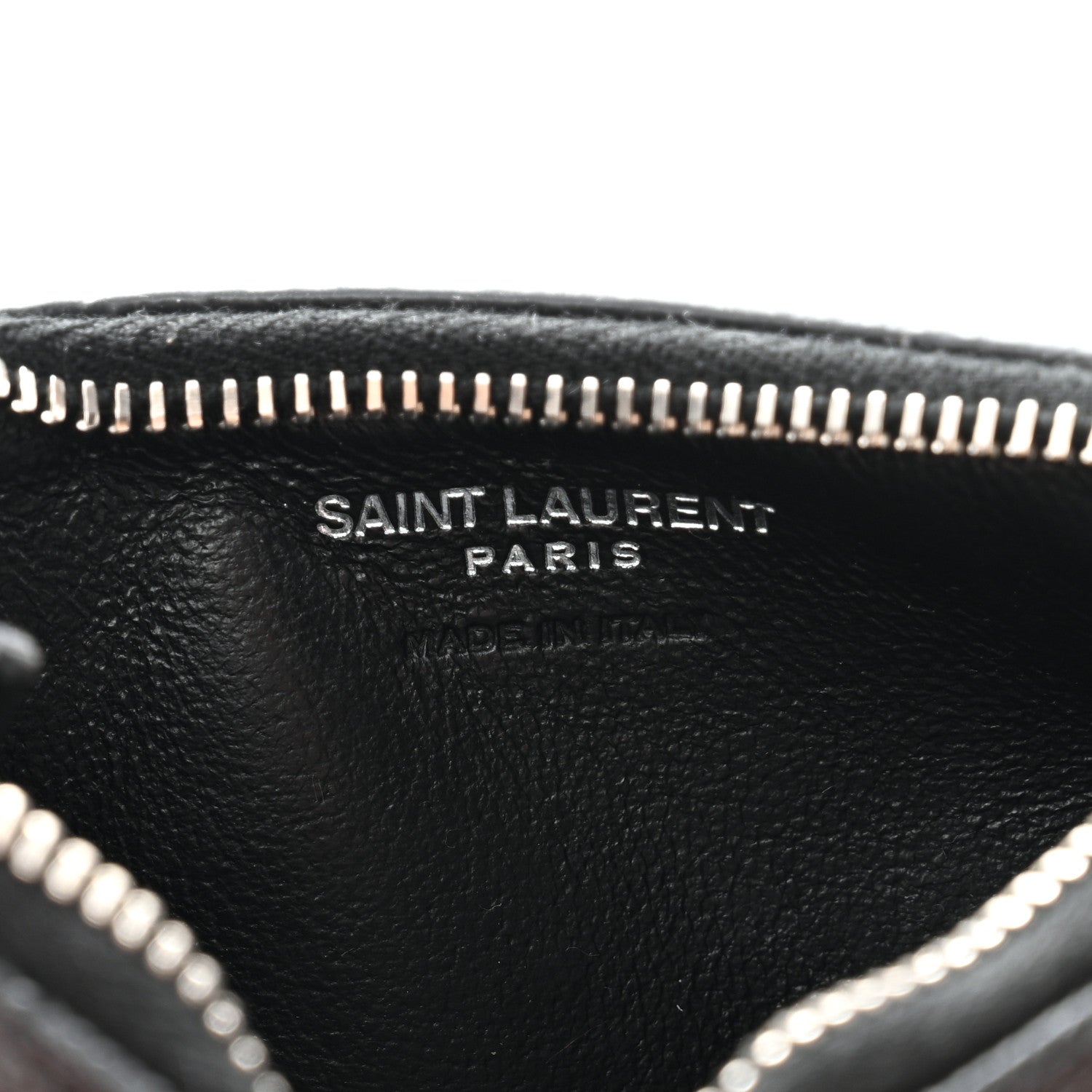 Saint Laurent Grain De Poudre Matelasse Chevron Monogram Fragments Zippered Card Case Black 5 of 7