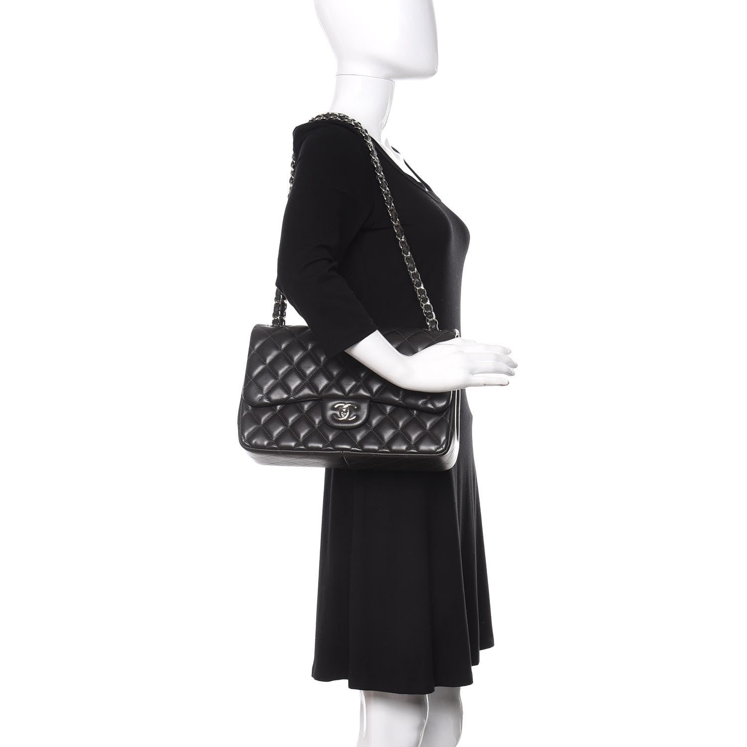 Chanel Lambskin Quilted Jumbo Double Flap Dark Grey 2 of 12