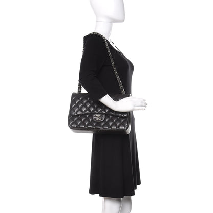 Chanel Lambskin Quilted Jumbo Double Flap Dark Grey 2 of 12