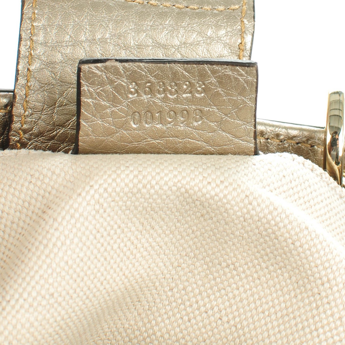 Metallic Calfskin Mini Bamboo Shopper Tote Golden Beige