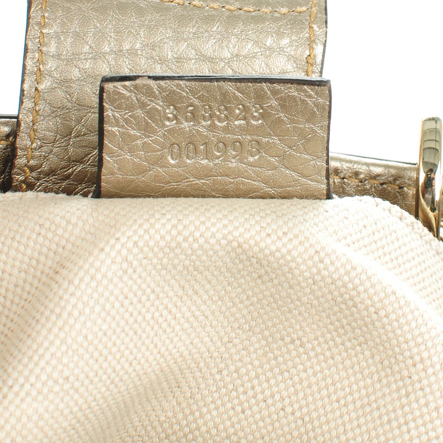 Gucci Metallic Calfskin Mini Bamboo Shopper Tote Golden Beige 7 of 7