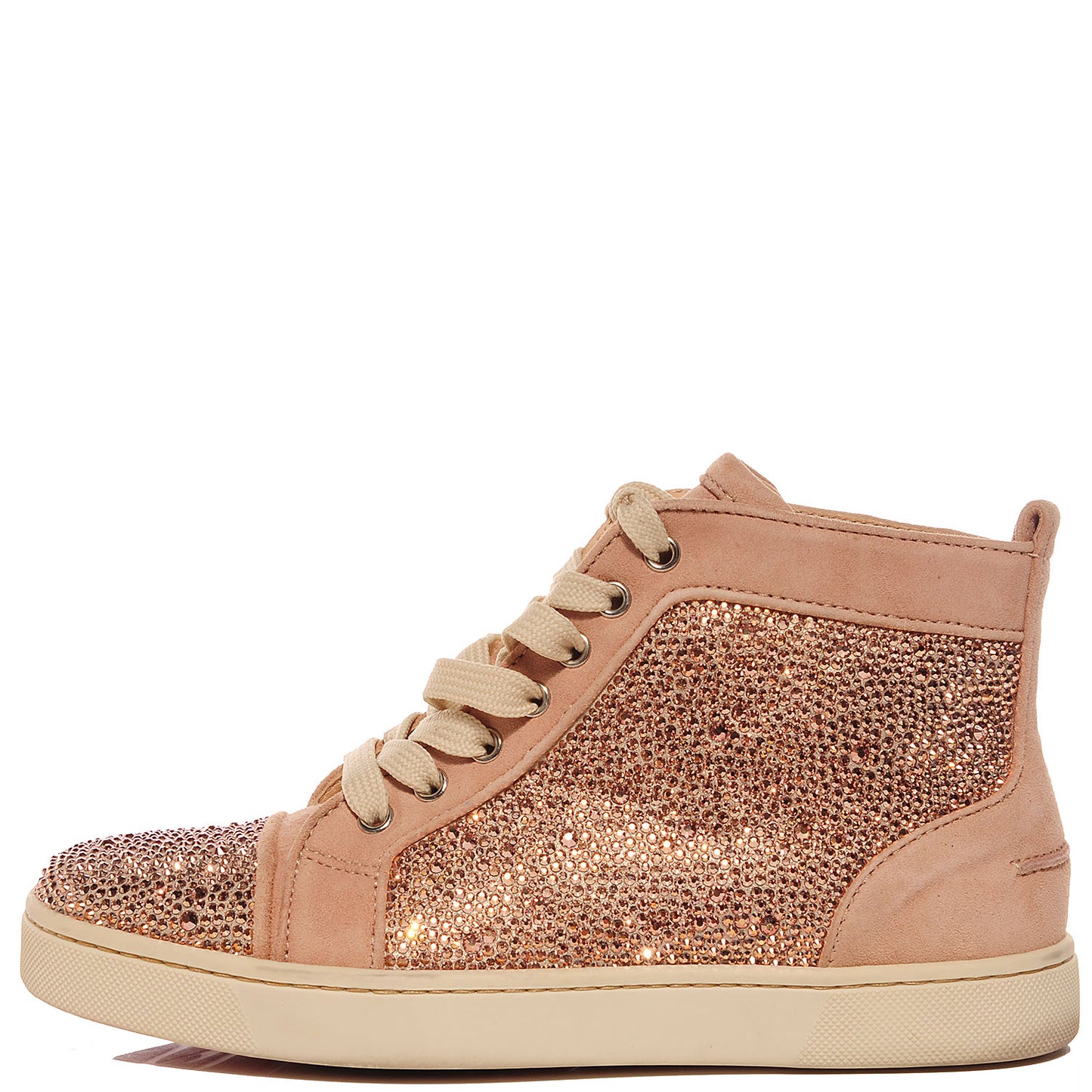 Suede Strass Embellished Louis Flat 39 Rose Antique