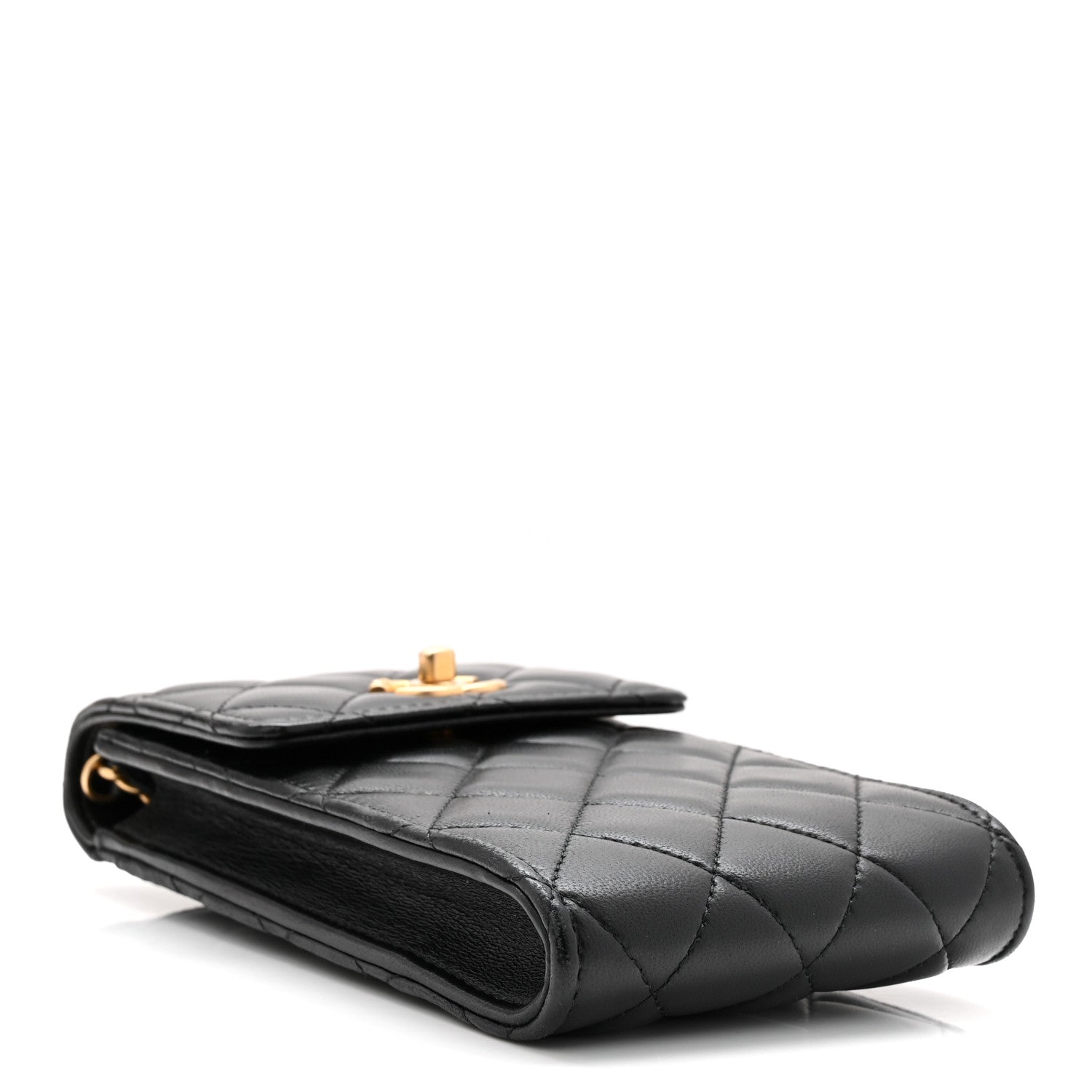 Chanel Lambskin Quilted Pearl Crush Phone Holder With Chain Black 3 of 10
