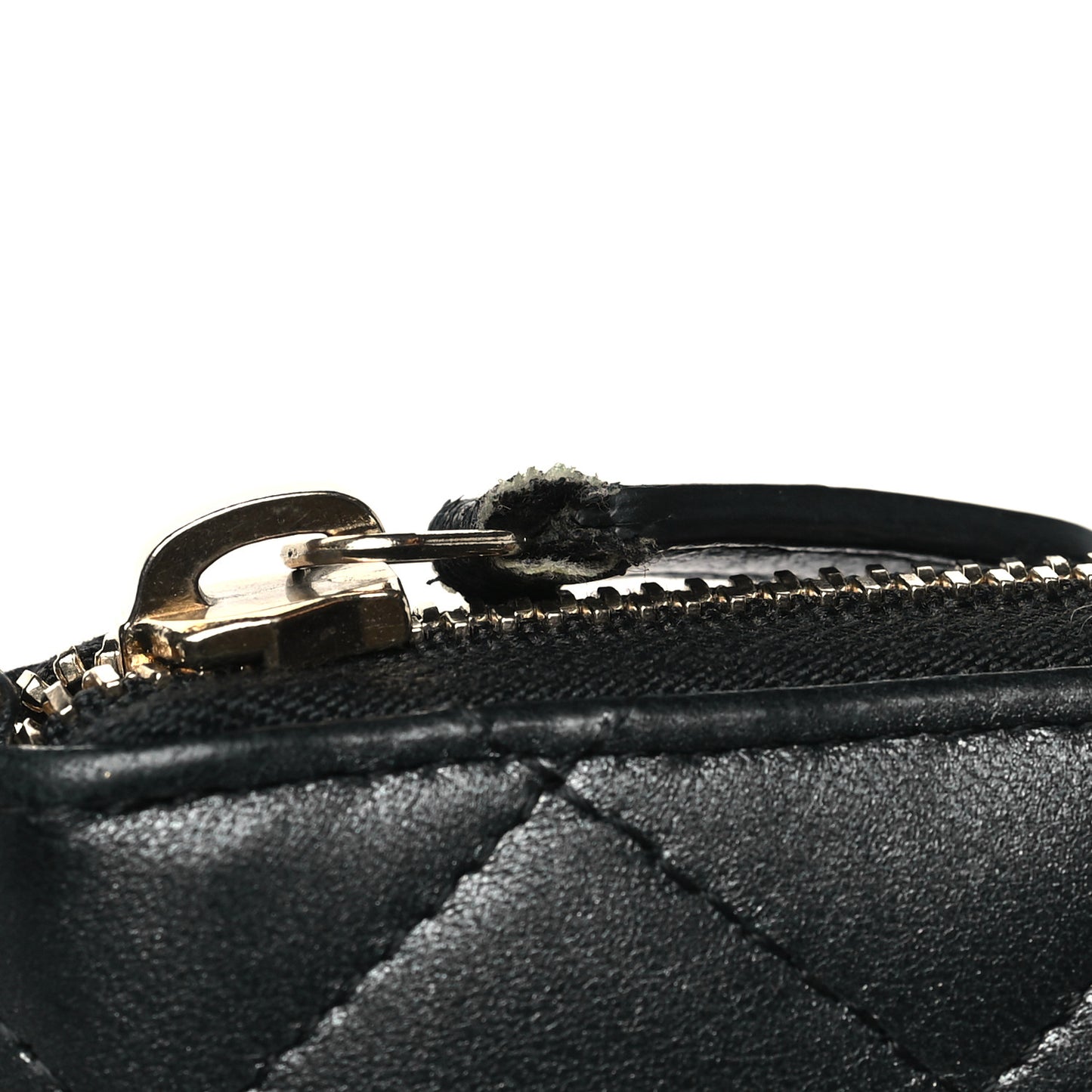 Lambskin Zip Around Large Gusset Wallet With Pearl Chain Black