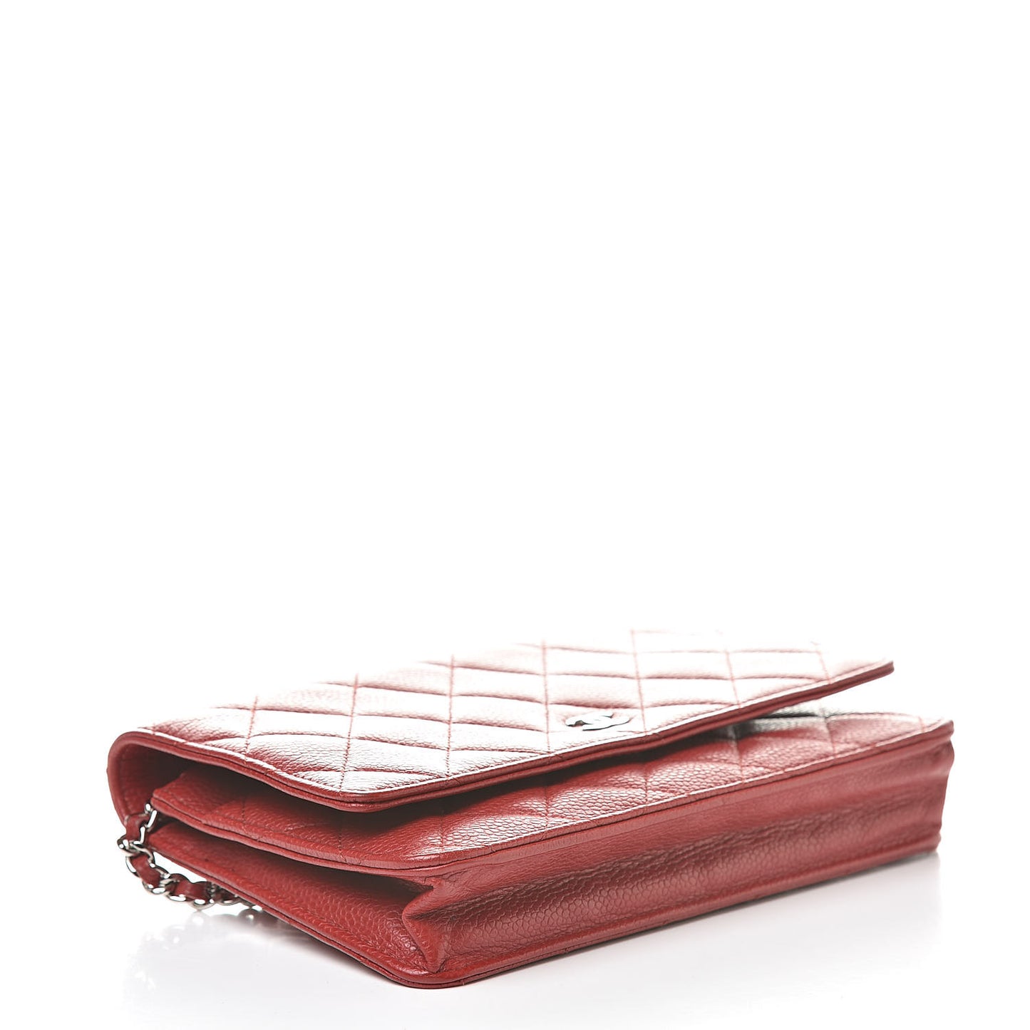 Caviar Quilted Wallet On Chain WOC Dark Red