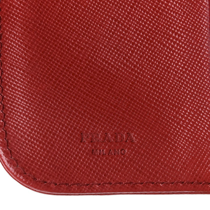 Prada Saffiano Metal Compact Zip Around Wallet Fuoco 8 of 9