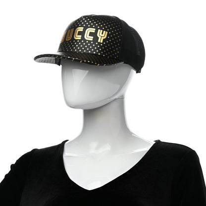 Gucci X SEGA Calfskin GUCCY Stars Baseball Hat M Black Gold 2 of 10