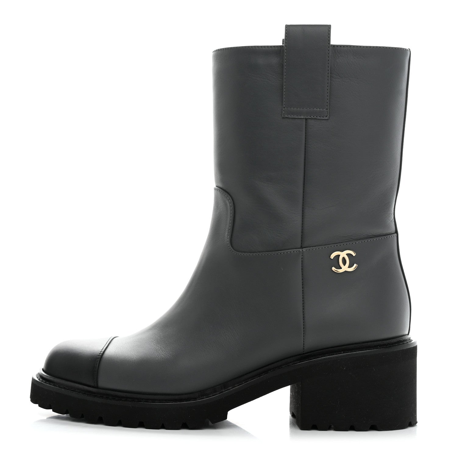 Chanel Calfskin CC Ankle Boots 39 Grey 1 of 9