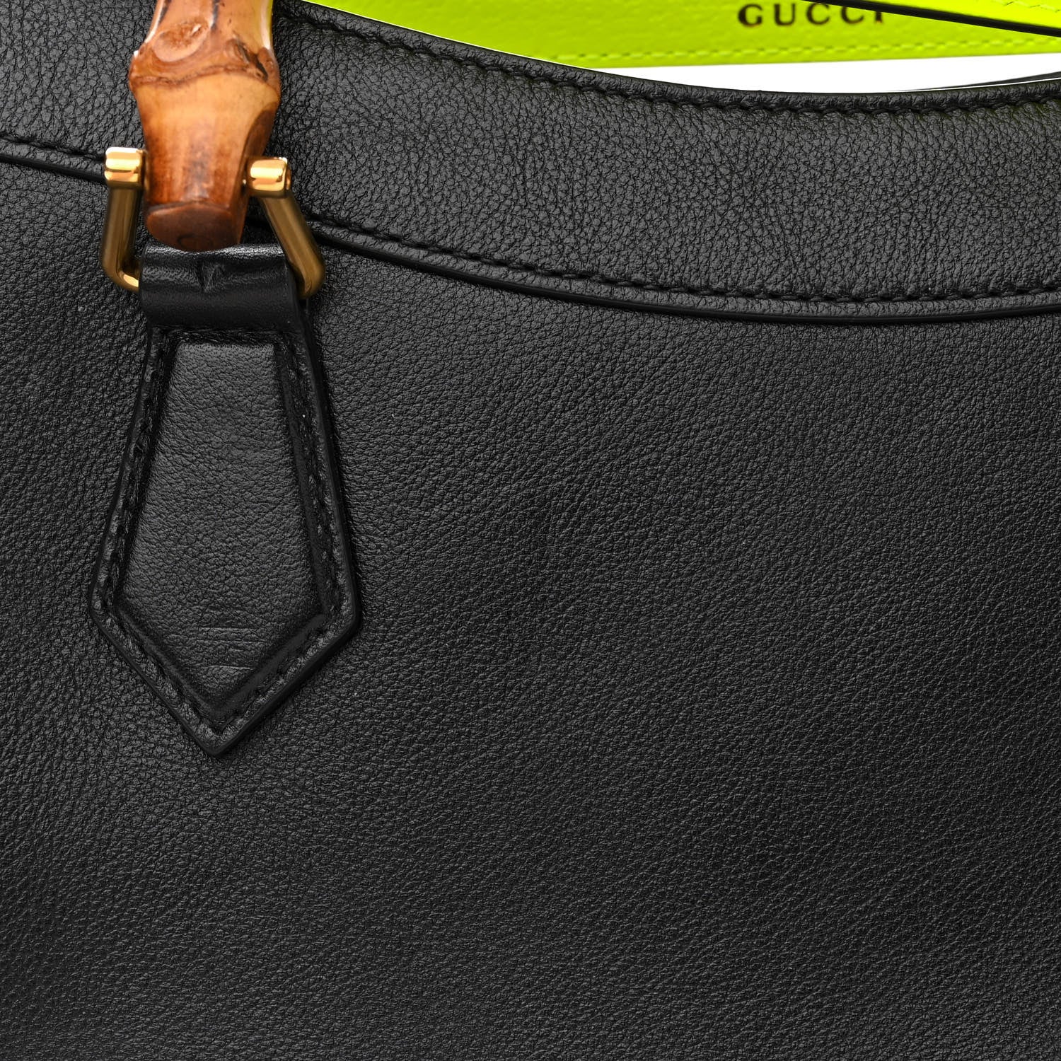 Gucci Calfskin Medium Diana Tote Bag Black Yellow Fluo 12 of 14