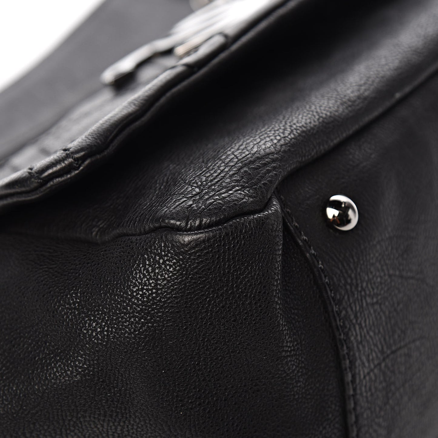 Calfskin Diamond Stitch Accordion Flap Black