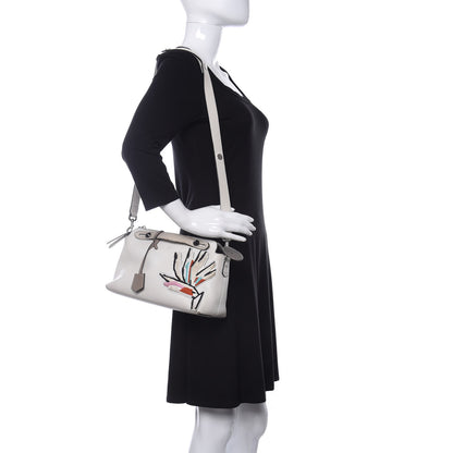 Fendi Vitello Dolce Bird of Paradise Embroidered Medium By The Way Boston Bag White Ice Multicolor 2 of 23
