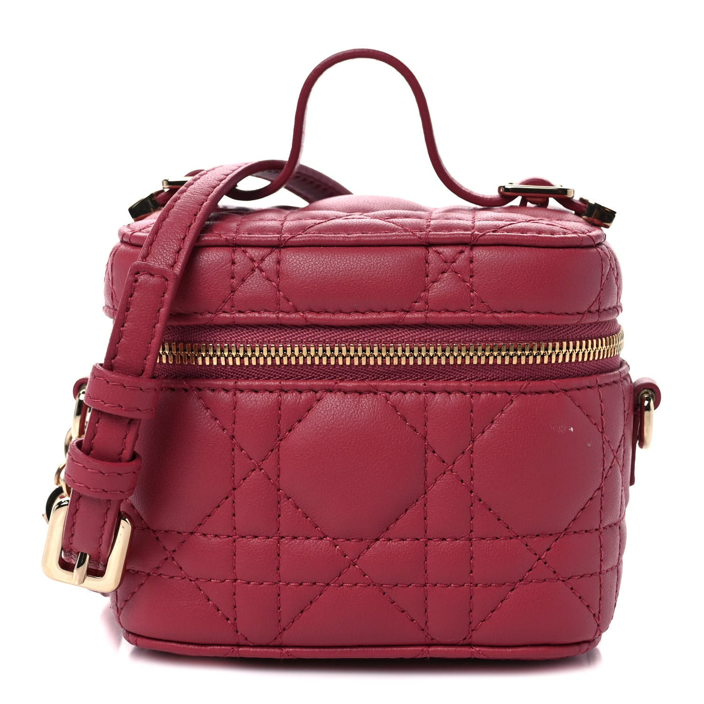 Lambskin Cannage Micro Vanity Case Strawberry Pink