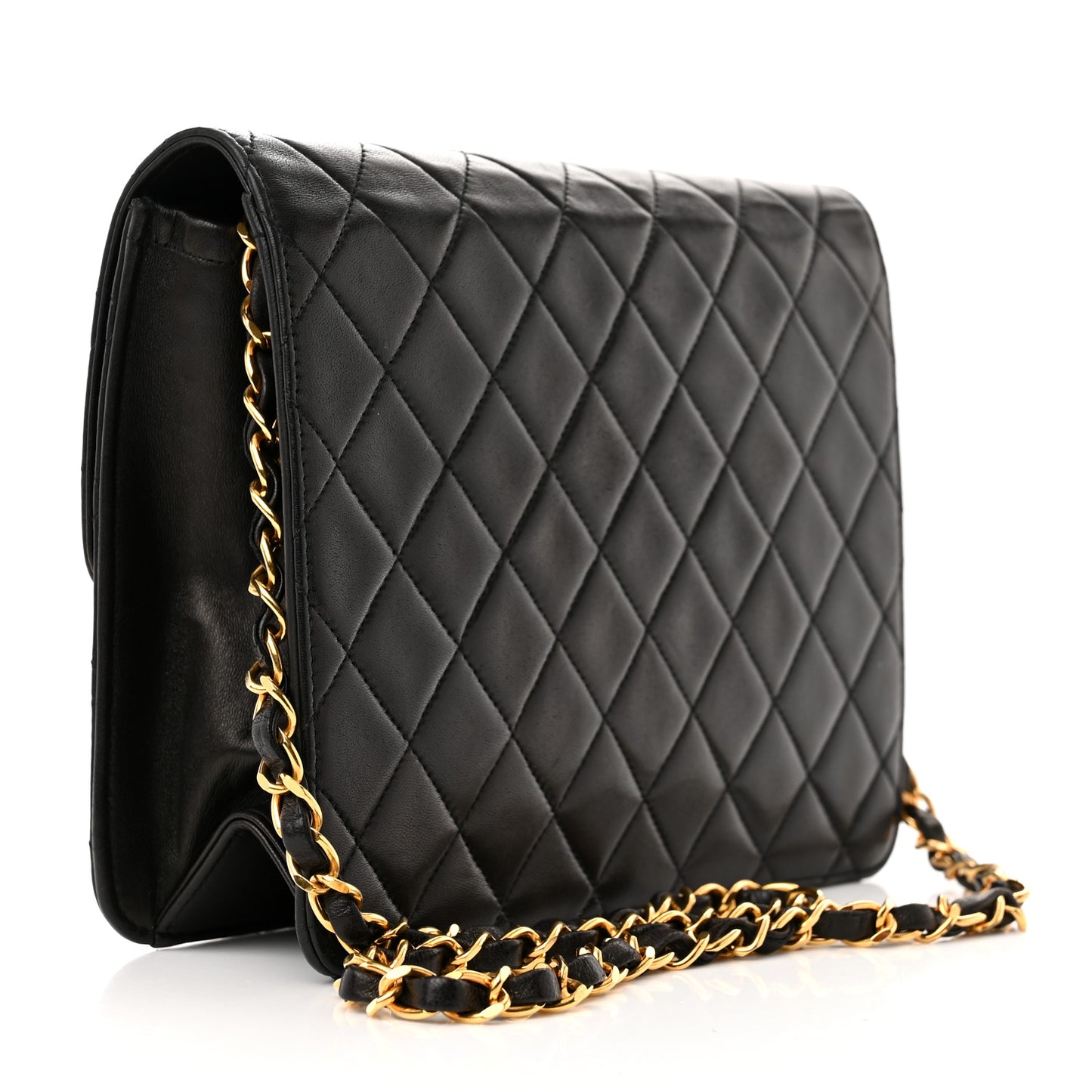 Lambskin Quilted Small Single Flap Bag Black