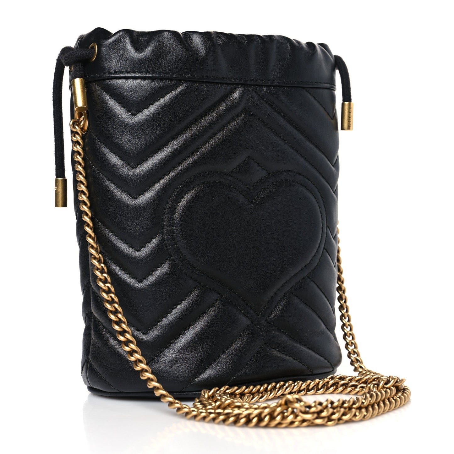 Calfskin Matelasse Mini GG Marmont 2.0 Bucket Bag Black