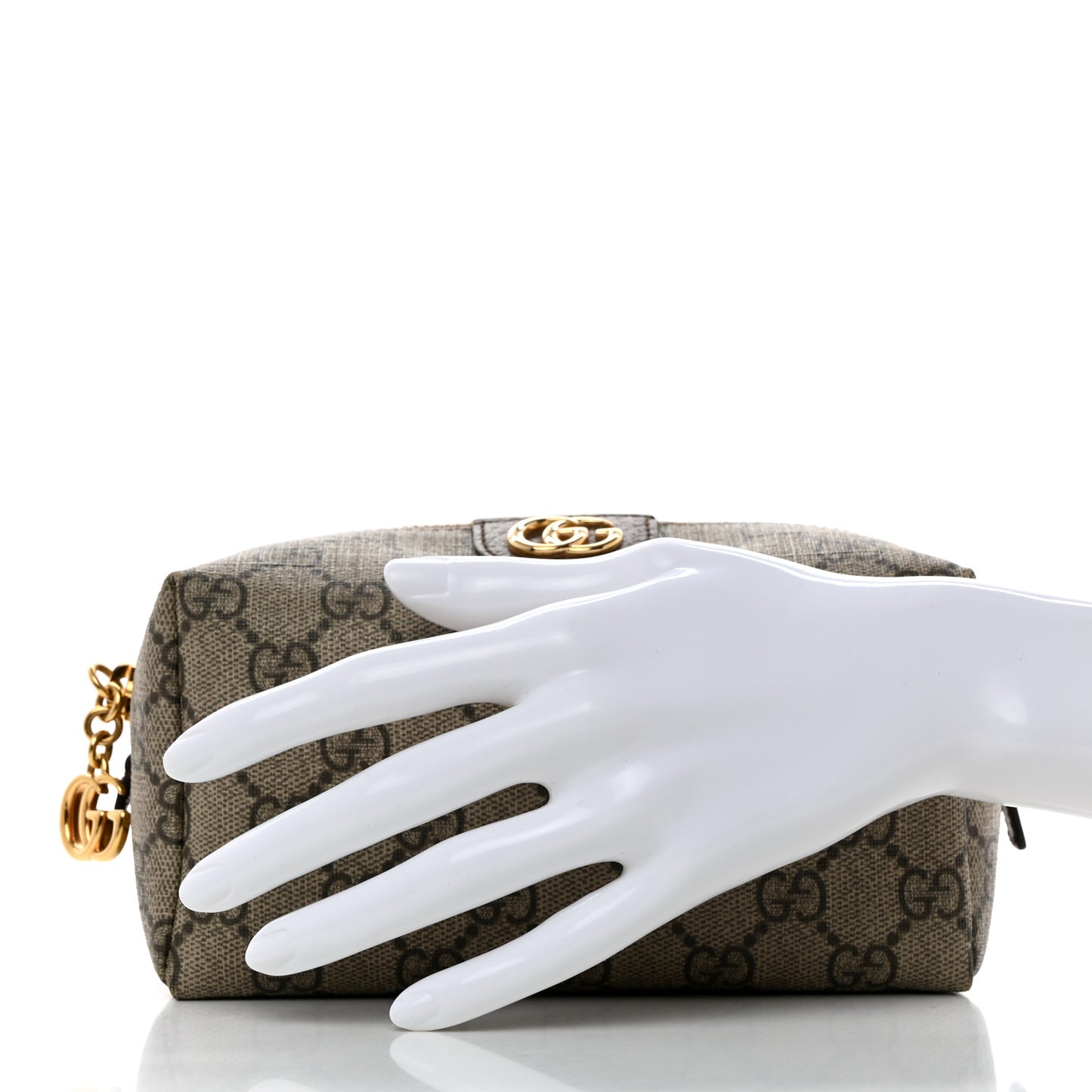 Soft GG Supreme Monogram Calfskin Medium Ophidia Cosmetic Case Beige Ebony New Acero