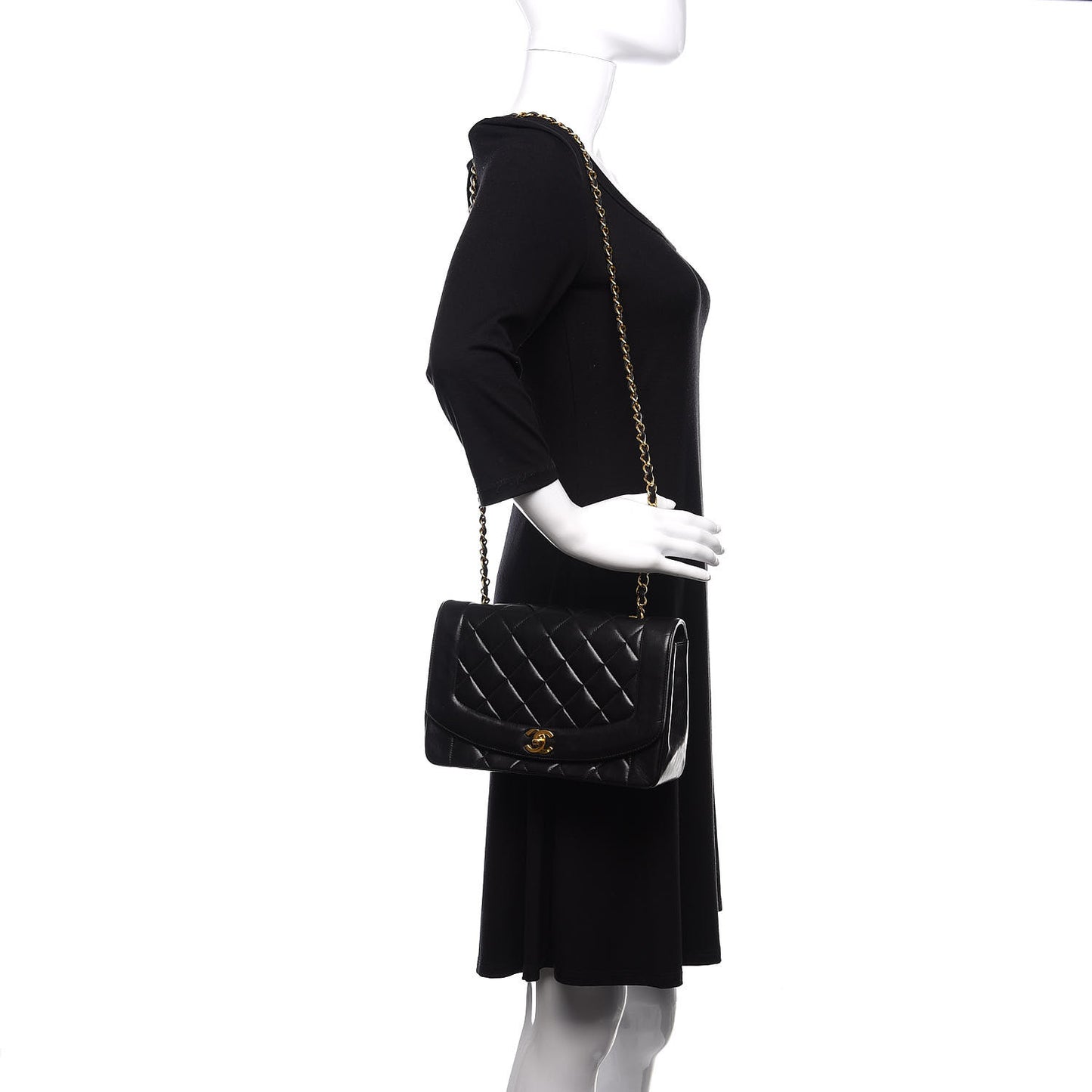 Lambskin Quilted Medium Single Flap Black