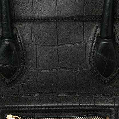 Celine Crocodile Embossed CELINE Calfskin Crocodile Embossed Medium Phantom Luggage Black Medium Phantom Luggage Black 7 of 16