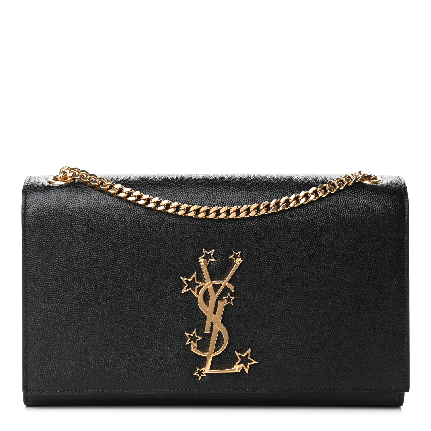 Saint Laurent Grain De Poudre Star Studded Monogram Wallet on Chain Black 1 of 4