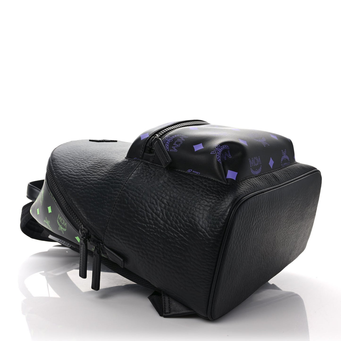 Grained Calfskin Visetos Color Splash Medium Backpack Black Dahlia Purple Summer Green