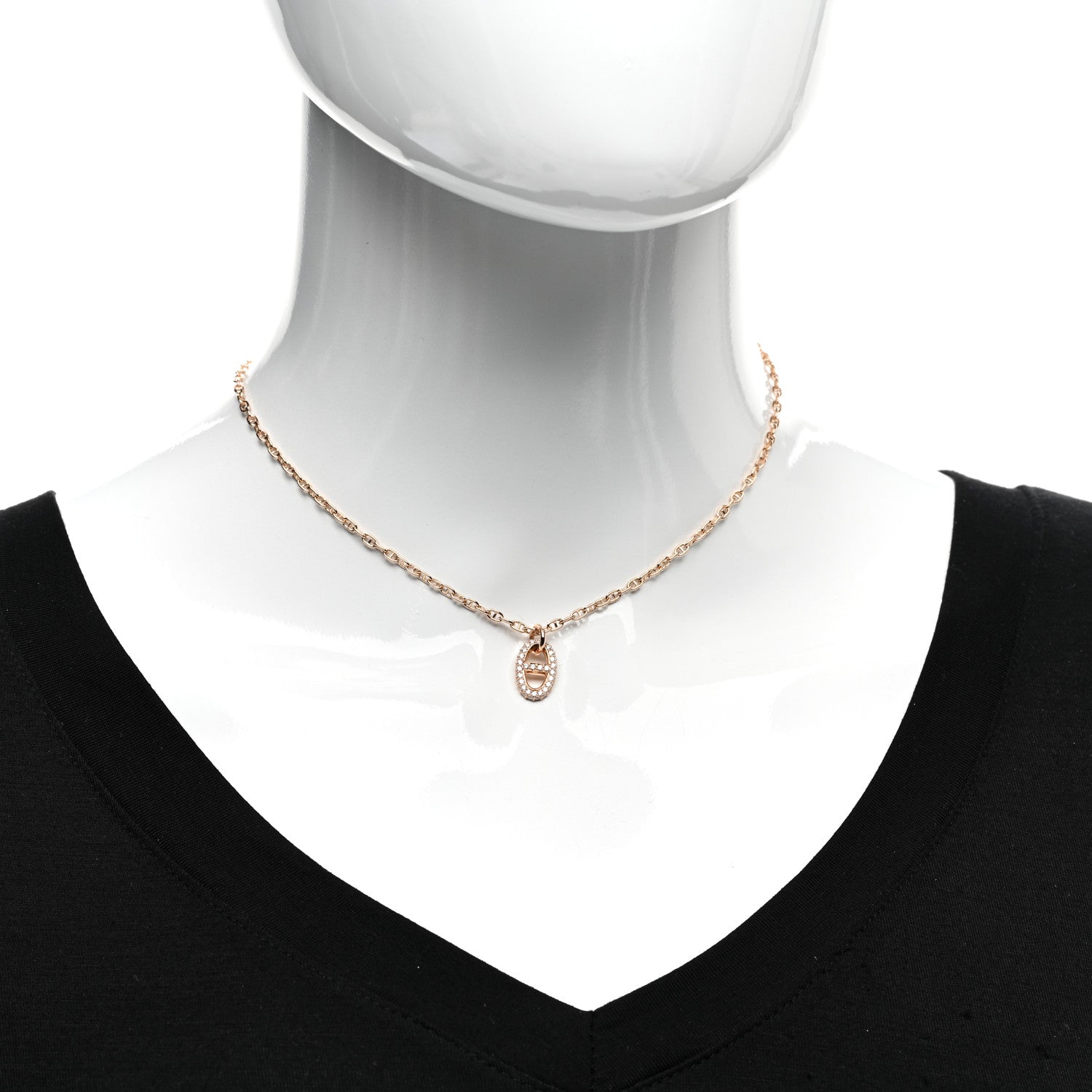 Hermes 18K Rose Gold Diamond PM New Farandole Pendant Necklace SH 2 of 5
