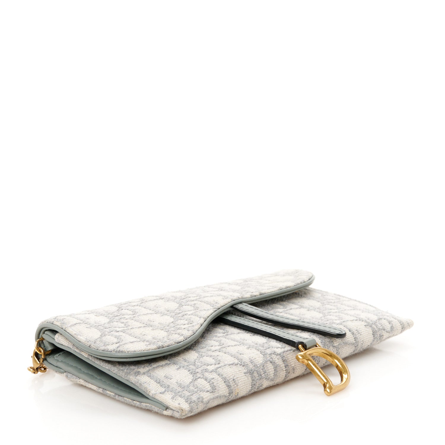 Christian Dior Oblique Saddle Chain Long Wallet Grey 5 of 15