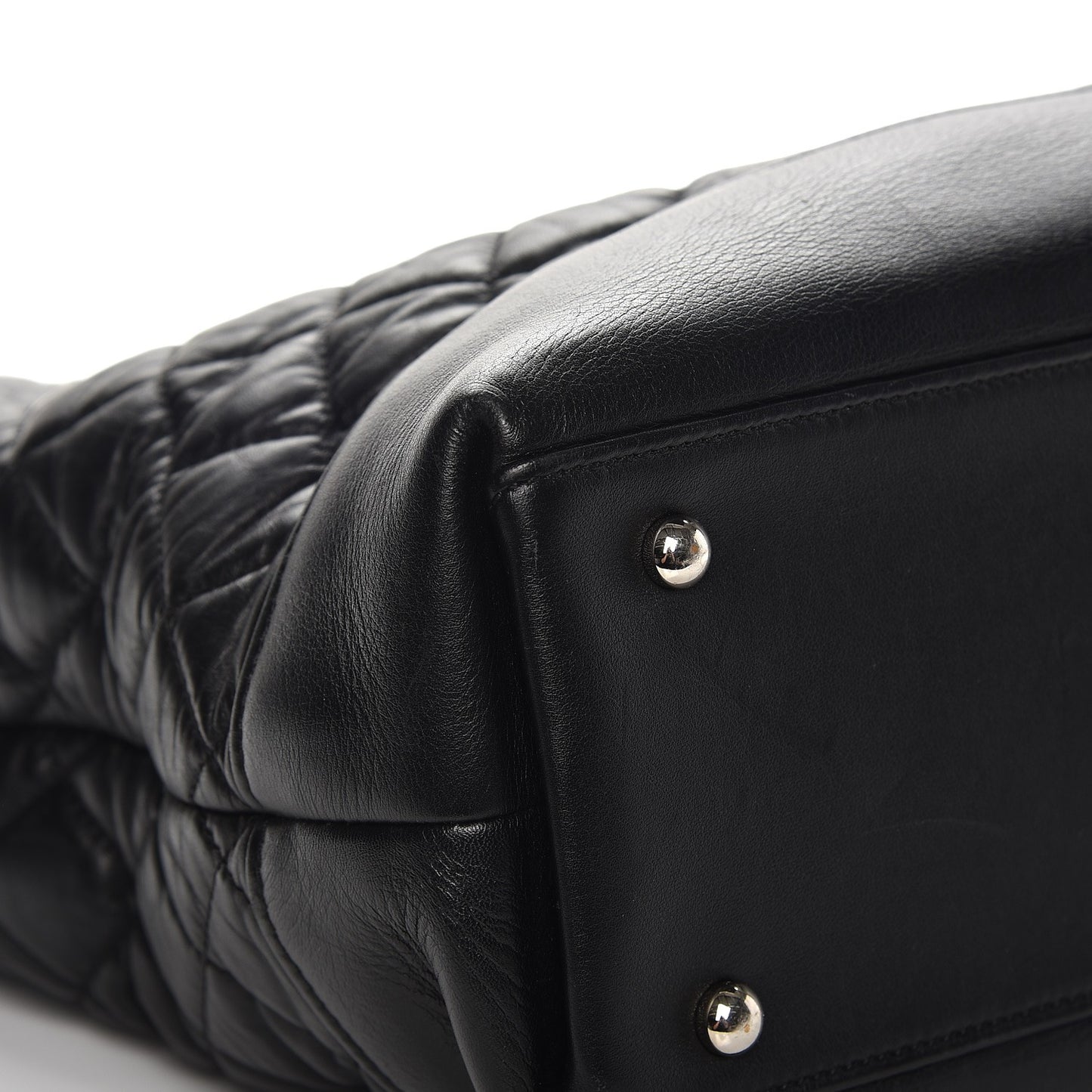 Aged Calfskin Quilted Be CC Tote Black