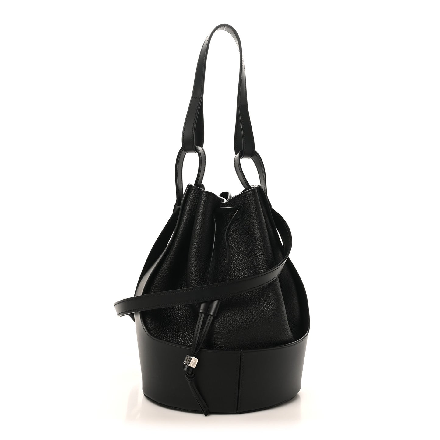 Calfskin Medium Balloon Bucket Bag Black