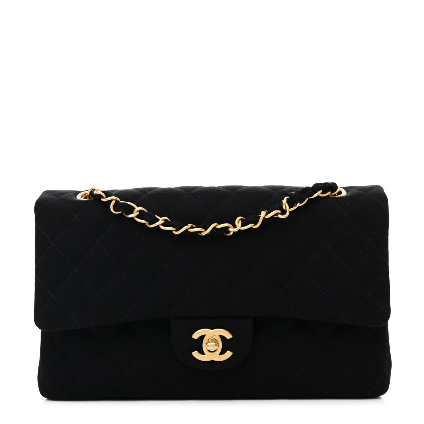 Jersey Quilted Medium Double Flap Black