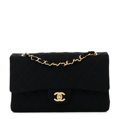 Chanel Jersey Quilted Medium Double Flap Black 1 of 10