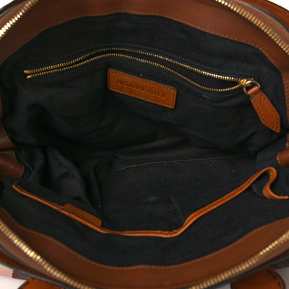 Burberry Calfskin House Check Satchel Tan 4 of 10